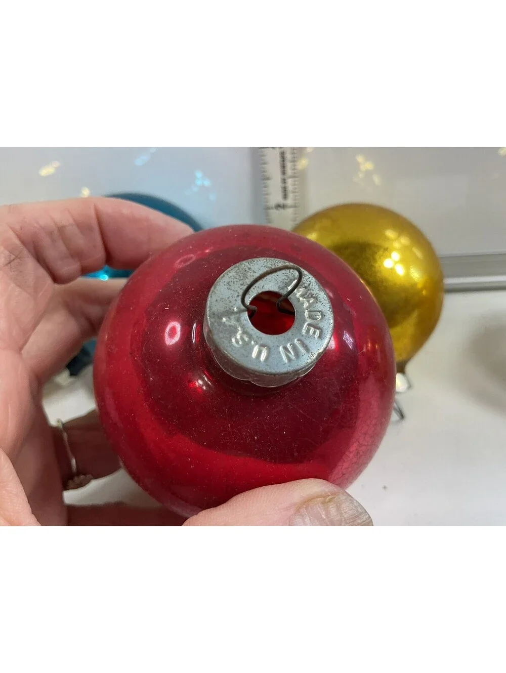 Micro Star Vintage Glass Ball Ornaments 6 IOB